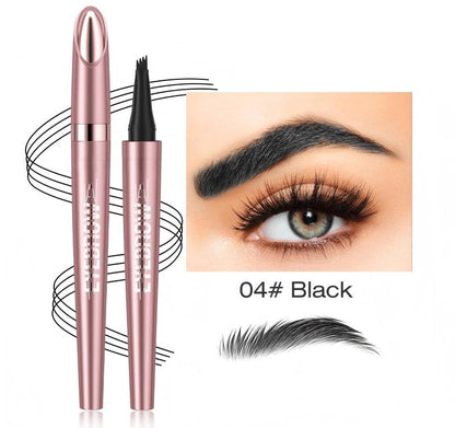 4-Tip Microblade Brow Pen - Waterproof Liquid Eyebrow Pencil for Natural Hair-Like Strokes